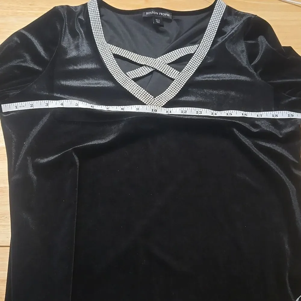 Boston Proper Velvet Crystal V Neck - Picture 5 of 6